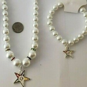 Oes Pearl Pendant Necklace and Bracelet set