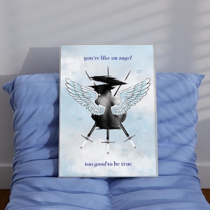 Babyprint engel | Gemengde techniek collageposter | Poster afdrukken, kunst aan de muur, kamerdecoratie