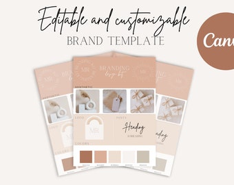 Canva brand kit template, brand mood board, branding kit, boho clarity for brand, instagram brand kit, customizable brand template