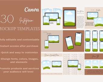 canva mockup templates, boho instagram templates, instant digital download, product mockups, digital product mockups