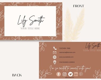 Unique business card template, instant download, custom business card, boho branding, business card design, diy digital card template