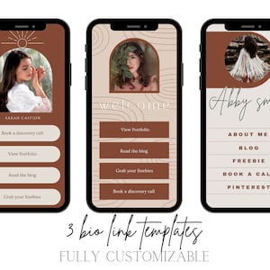Bio link template, instagram link in bio landing page, mini website, canva template, marketing website template social media template