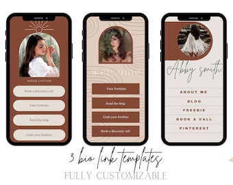 Bio link template, instagram link in bio landing page, mini website, canva template, marketing website template social media template