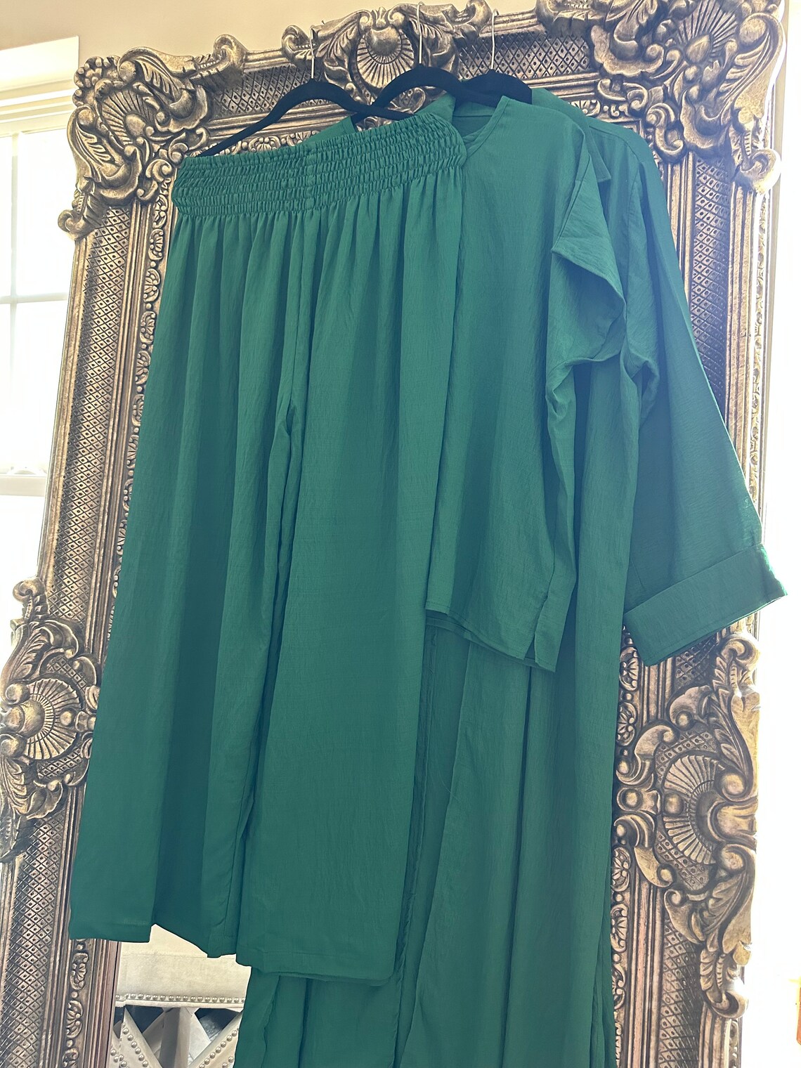 Dark Green Linen Abaya