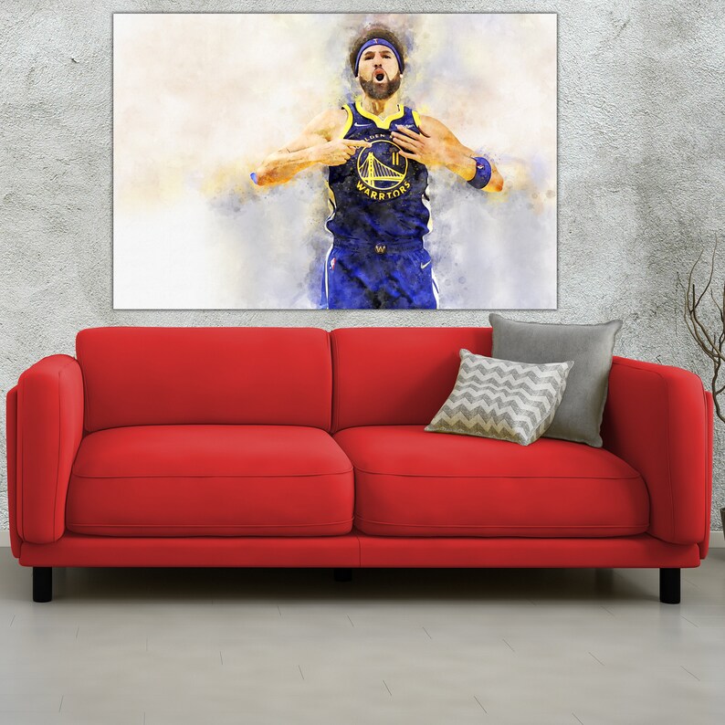 Clay Thompson Watercolor Golden State Warriors Wall Art Etsy