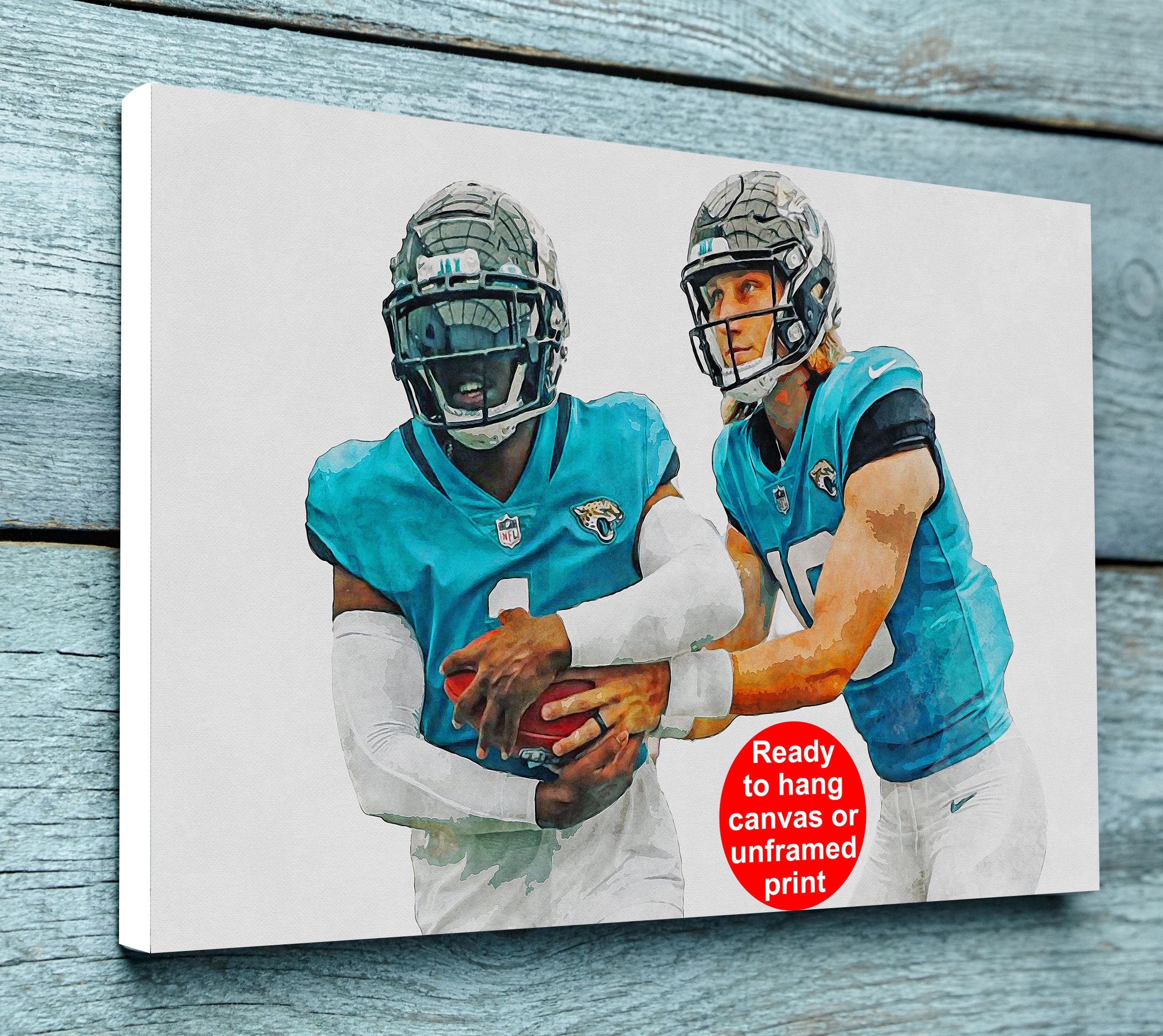 Trevor Lawrence und Travis Etienne Aquarell, Jacksonville Jaguars Kunst, Jackso - Bild 7 von 8