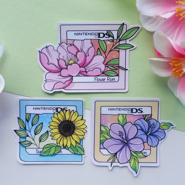 “Floral Rom DS” Stickers - for Computer | Notebook | Suitcase | scrapbooking | Newspaper | bullet journal | Diary | Nintendo Switch | Phone