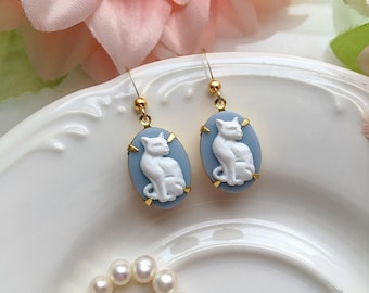 DAYLINLOVE Orecchini gatto Argento Sterling 925 Orecchini Pendenti Ciondolo Forma Gatto Viola Zirconi Cubici Viola Regali per Donne Ragazze Amanti Dei Gatti