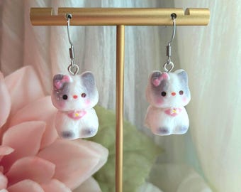 Kawaii Cat Earrings, Cubby Kitten Earrings, Cute Cat Earrings, Cat Mom Gifts, Cat Lady Earrings, Cutecore Earrings