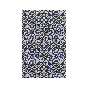 Italian Majolica Tile Tea Towel, Blue & White Maiolica Hand Towel, Sicilian Tiles Kitchen Towel, Mediterranean Towel