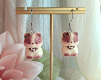 Kawaii Cat Earrings, Cubby Kitten Earrings, Cute Cat Earrings, Cat Mom Gifts, Cat Lady Earrings, Cutecore Earrings