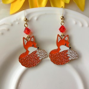 Fox Earrings, Red Fox Earrings, Woodland Animal Earrings, Fox Lovers Gifts, Fairy Tale Earrings, Cottagecore Earrings, Whimsical Earrings