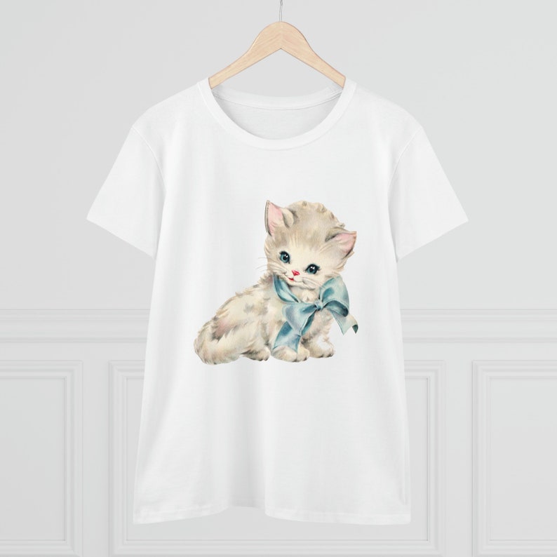 Retro Kitsch Cat Shirt, Vintage Kitschy Kitten Tee, Cat Lovers T-Shirt, Cat Mom Shirt, Cute Kitten Shirt, Mid Century Cat Shirt image 3