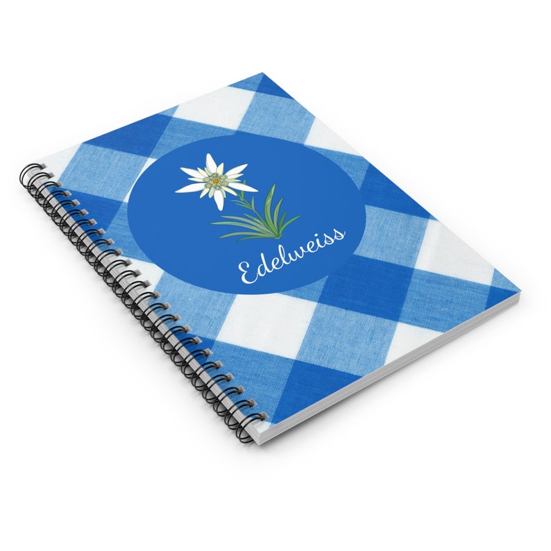 Edelweiss Spiral Notebook, Austrian Blue Check Edelweiss Journal