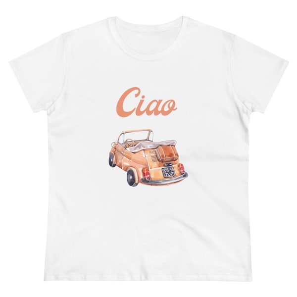 Italian Ciao Tee, Italy Cinquecento Car T Shirt, La Dolce Vita Shirt, Positano Amalfi T-Shirt, Italy Theme Gifts, Ciao Bella. Retro Italy