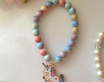 Bransoletka z tęczowym jednorożcem, fioletowa bransoletka z jednorożcem, bransoletka Kawaii, biżuteria Coquette, bransoletka Cutecore, bransoletka Pastel Kawaii