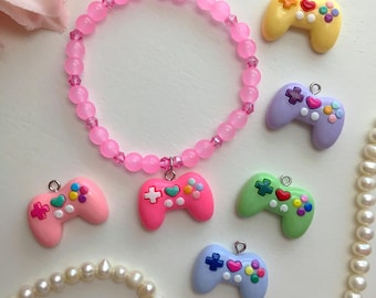Pink Game Controller Bracelet, Kawaii Gamer Jewelry, Video Game Gifts, Geek Gamer Girl Accessories