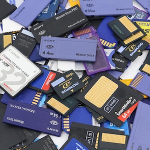 Varias tarjetas de memoria por pieza para cámara digital vintage (XD, SD, CF, SmartMedia, Sony Memory Stick, Pro Duo)
