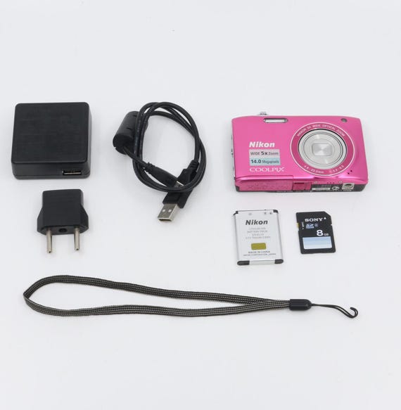 Nikon Coolpix S3100 Pink Digital Camera + Battery, Strap, Sony SD
