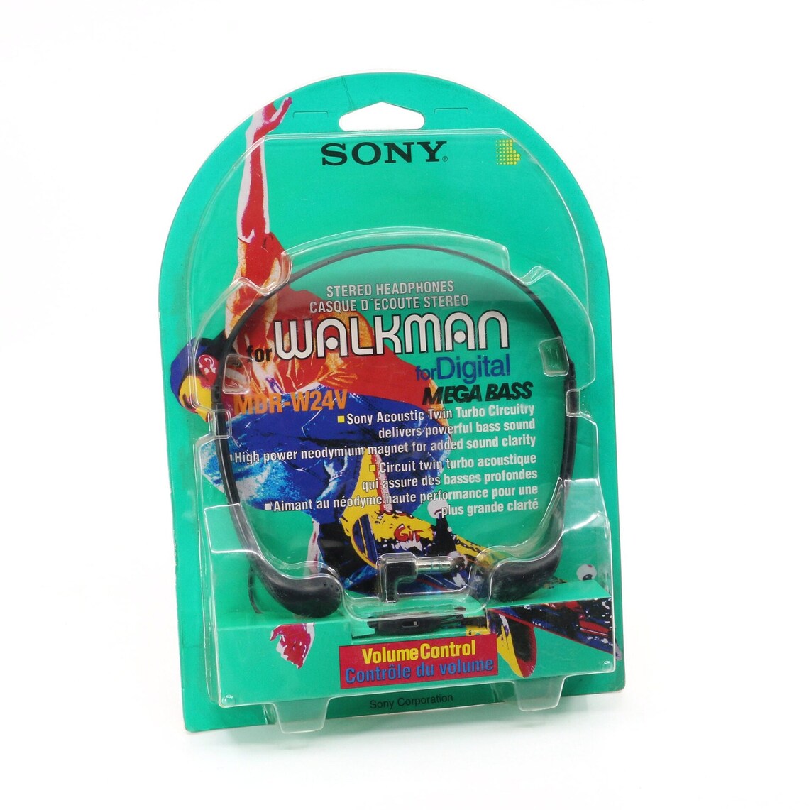 NOS Sony MDR-W24V Stereo Headphones with Volume Control, foto 1 di 4
