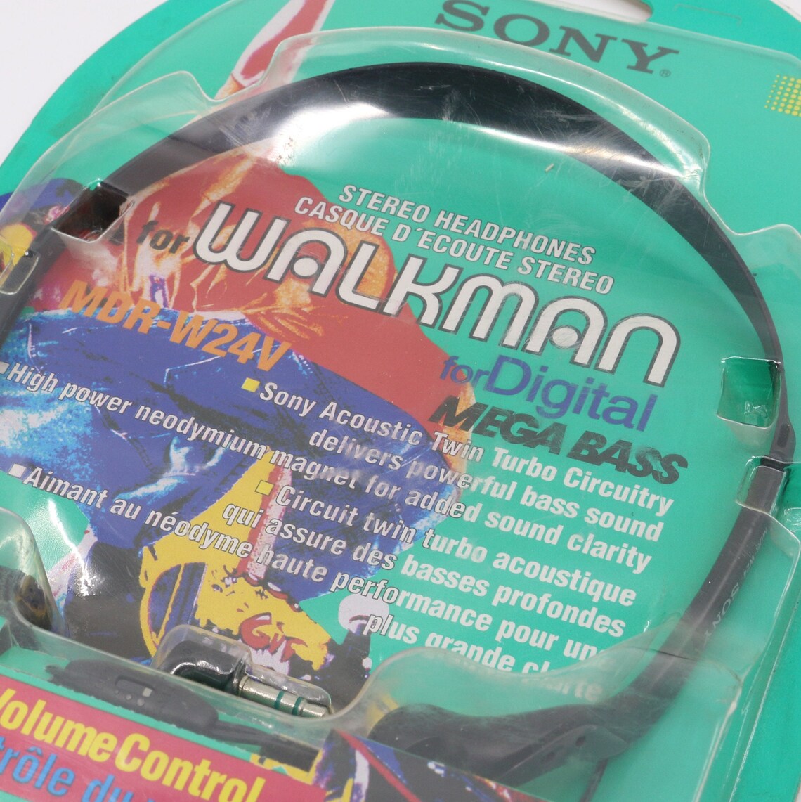 NOS Sony MDR-W24V Stereo Headphones with Volume Control, foto 4 di 4