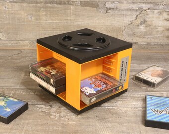 Vintage 20/32 Cassette Carousel Holder + Two Random Original Cassette 70s Space Age Shelf