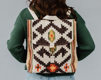 Tan & Brown Aztec Backpack | Aztec Inspired Backpack | Trendy Backpack | Patterned Backpack | Spring Backpack | Summer Backpack