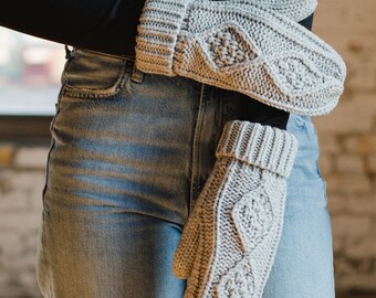 Light Gray Cable Knit Mittens | Fleece Lined Mittens | Winter Accessories | Light Gray Fleece Lined Mittens | Women's Grey Winter Mittens