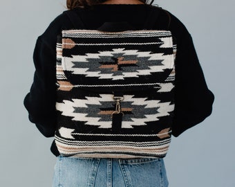 Black, Gray, Brown & Cream Aztec Backpack | Aztec Inspired Backpack | Fall Backpack | Western Backpack | Women's Everyday Backpack