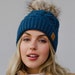 Cable-Knit Pom-Pom Hat in Cloud Blue