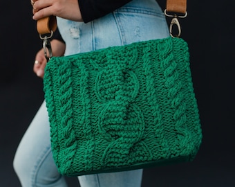 Kelly Green Cable Knit Crossbody | Crossbody Bag | Cable Knit Crossbody Bag | Colorful Crossbody Bag | Women's Crossbody Bag