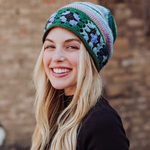 Blue & Green Crochet Beanie Hand Sewn Crochet Beanie Women's Winter Hat Winter Accessories Multicolored Crochet Winter Hat image 1