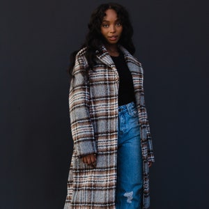 Ladies plaid coat sales