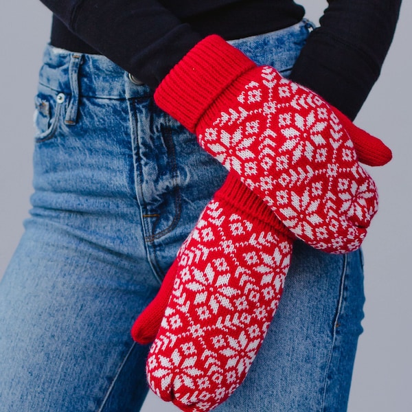 Red Mittens - Etsy
