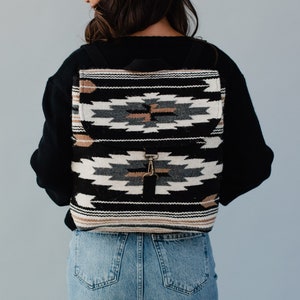 Black, Gray, Brown & Cream Aztec Backpack | Aztec Inspired Backpack | Fall Backpack | Western Backpack | Women's Everyday Backpack