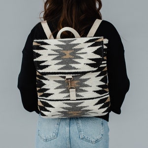 Cream & Black Aztec Backpack | Aztec Inspired Backpack | Neutral Backpack | Spring Backpack | Summer Backpack | Women's Aztec Backpack