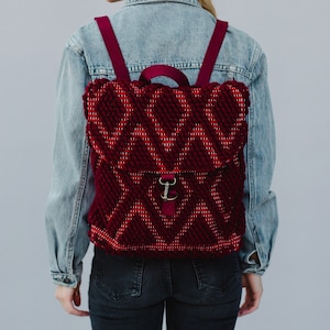 Burgundy Diamond Pattern Backpack | Textured Backpack | Women's Backpack | Fall Backpack | Diamond Pattern Backpack | Statement Backpack