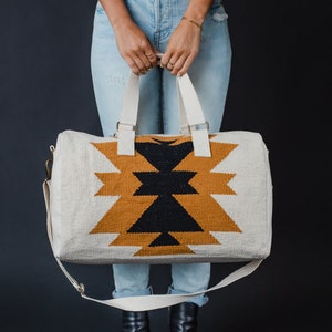 Aztec multicolor rug bag by Camel Threads