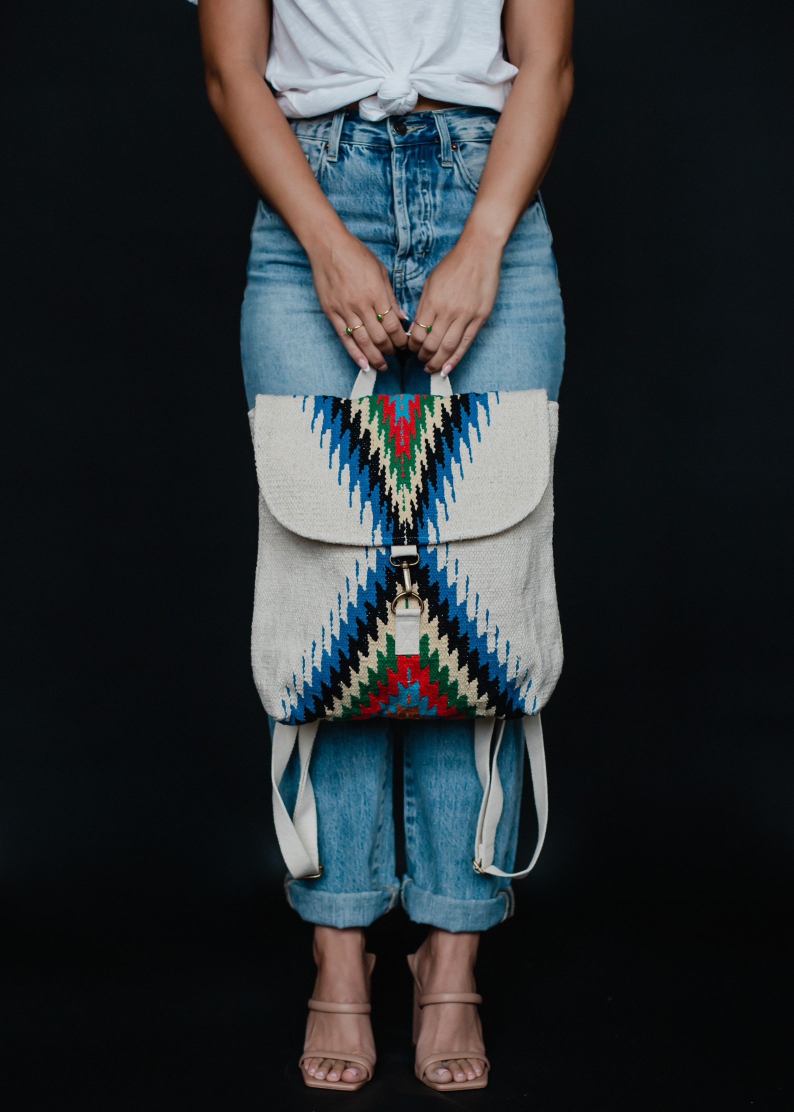 Beige & Multicolored Aztec Backpack | Aztec Inspired Backpack ...