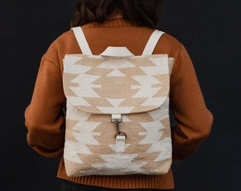 Tan & Cream Aztec Backpack | Aztec Inspired Backpack | Neutral Backpack | Western Inspired Backpack | Neutral Aztec Backpack