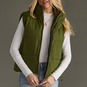 Olive Puffer Vest | Puffer Vest | Neutral Puffer Vest | Women&#39;s Puffer Vest | Fall Vest | Winter Puffer Vest | Outerwear | Layering Piece