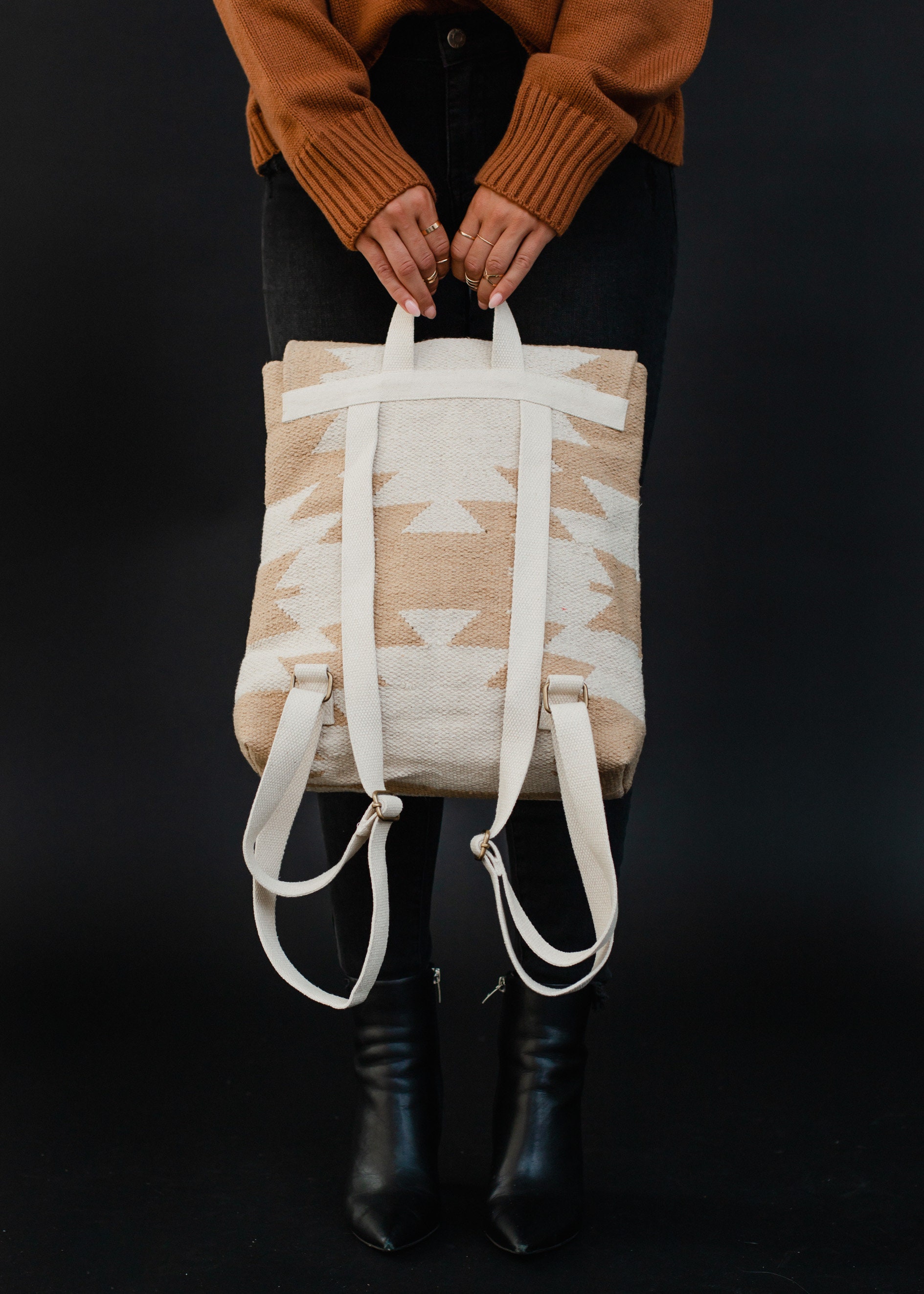 Tan & Cream Western Backpack | Aztec Inspired Backpack - Etsy