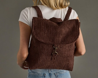 Brown Corduroy Backpack | Everyday Bag