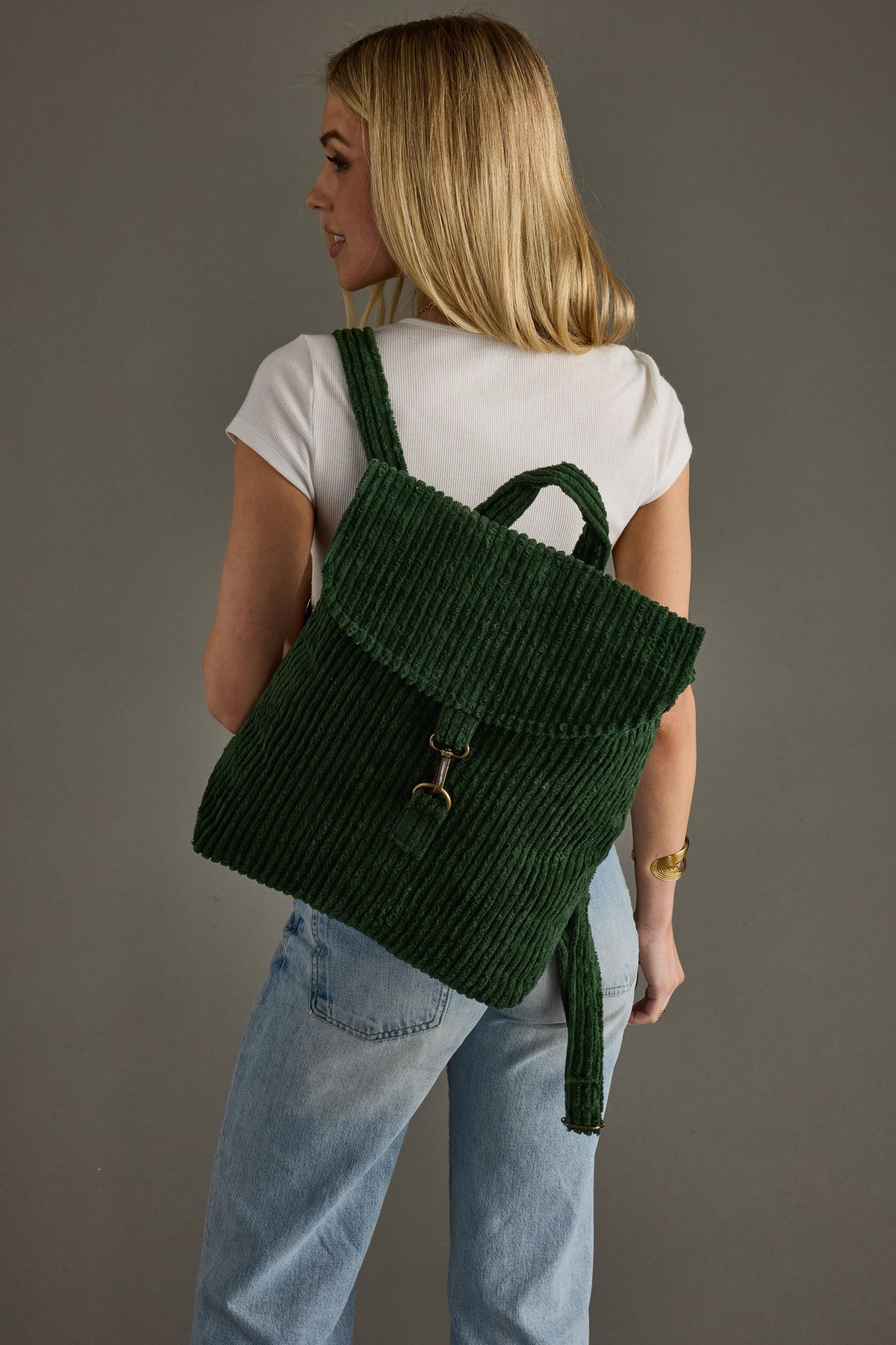 Dark Green Corduroy Backpack | Everyday Bag - Etsy