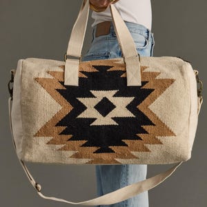 Black, Gray, Brown & Cream Aztec Duffel main image 0