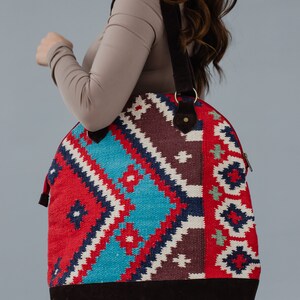 Red & Multicolored Aztec Bag Aztec Inspired Bag Spring Bag Summer Bag Women's Aztec Bag Women's Handbag Women's Purse image 5