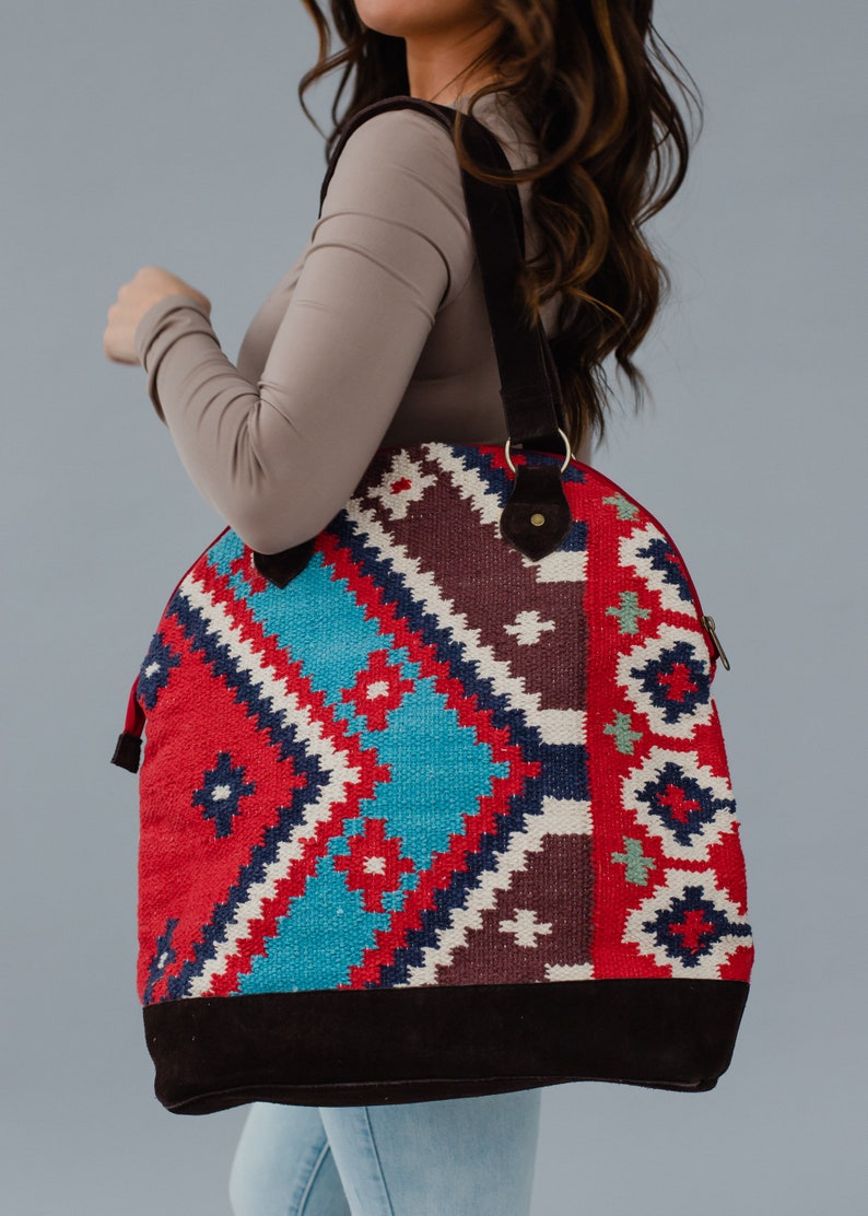Red & Multicolored Aztec Bag Aztec Inspired Bag Spring Bag Summer Bag Women's Aztec Bag Women's Handbag Women's Purse image 5