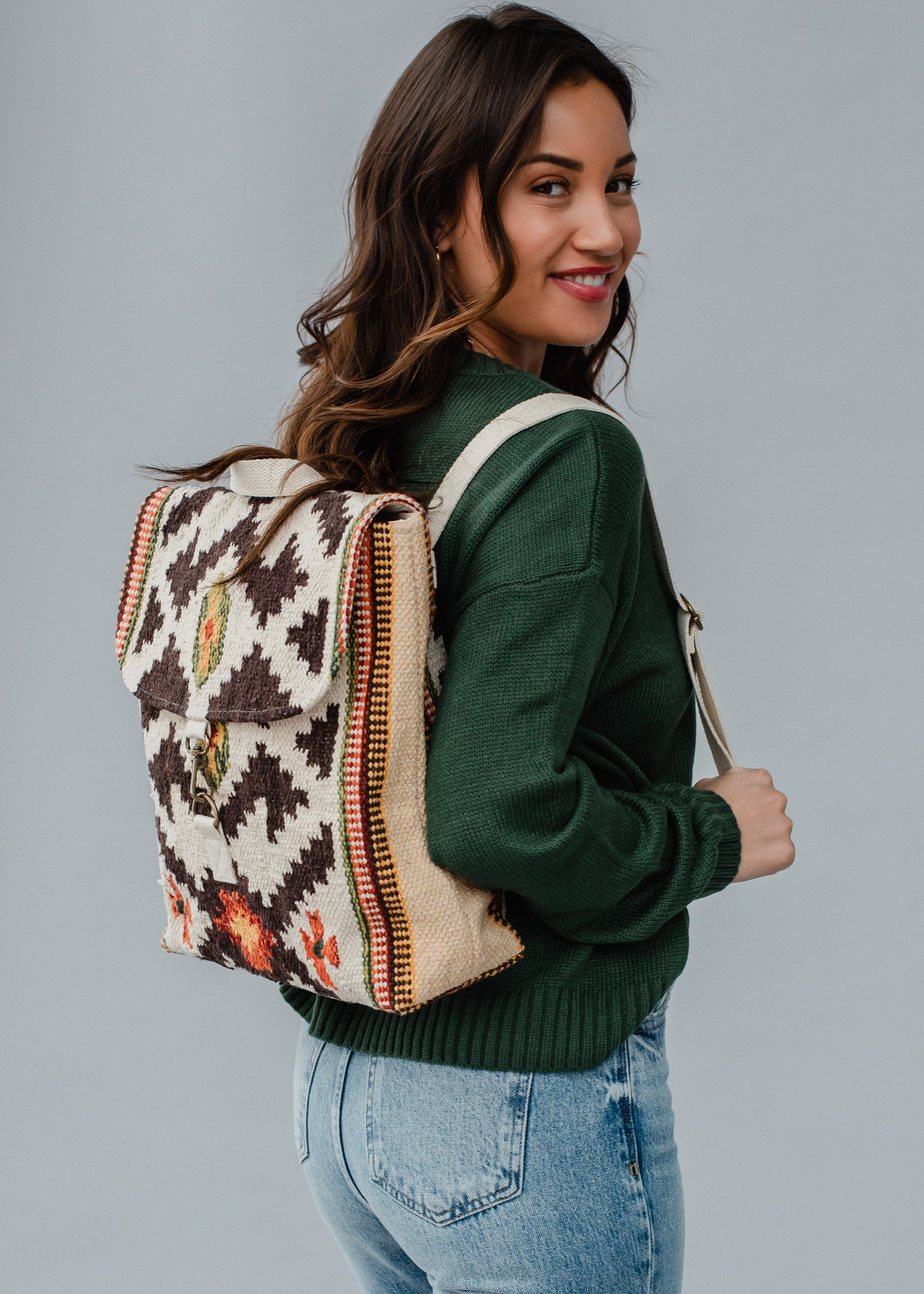 Aztec Combed Cotton Backpack Vintage Penfield Mass. Backpack. Aztec Design Suede Base | eBay main image 2