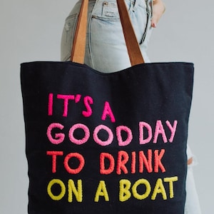 Navy Drink On A Boat Tote