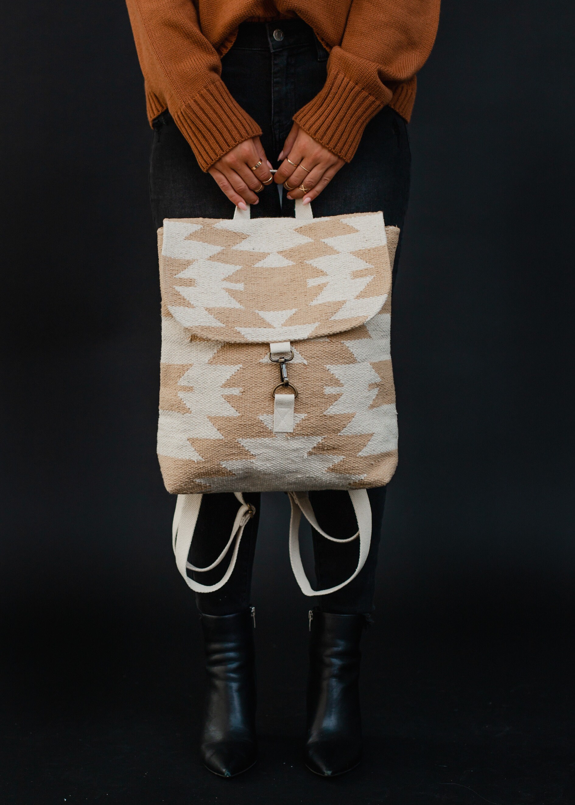 Tan & Cream Western Backpack | Aztec Inspired Backpack - Etsy